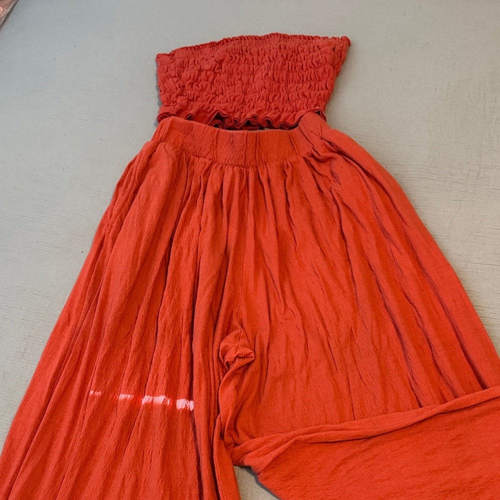 Free People Strapless Scarlet Jumpsuit
